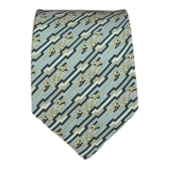 🆕GIANNI VERSACE Gray Geometric Baroque Silk Tie ITALY 56"/ 3.6" NWOT